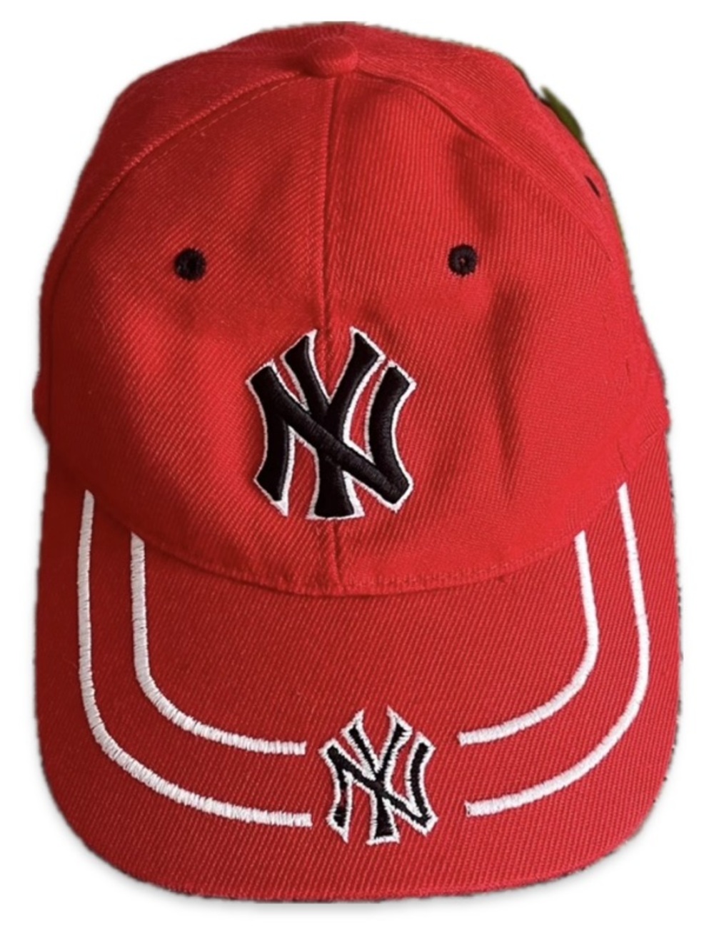 New York NY Red Baseball Cap Hat Embroidered Logo Velcro Closure One Size